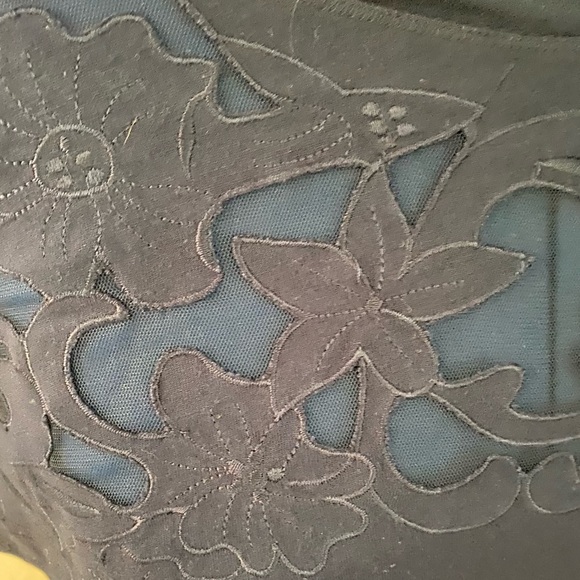 Anthropologie navy blue lace appliqué top - Picture 6 of 6